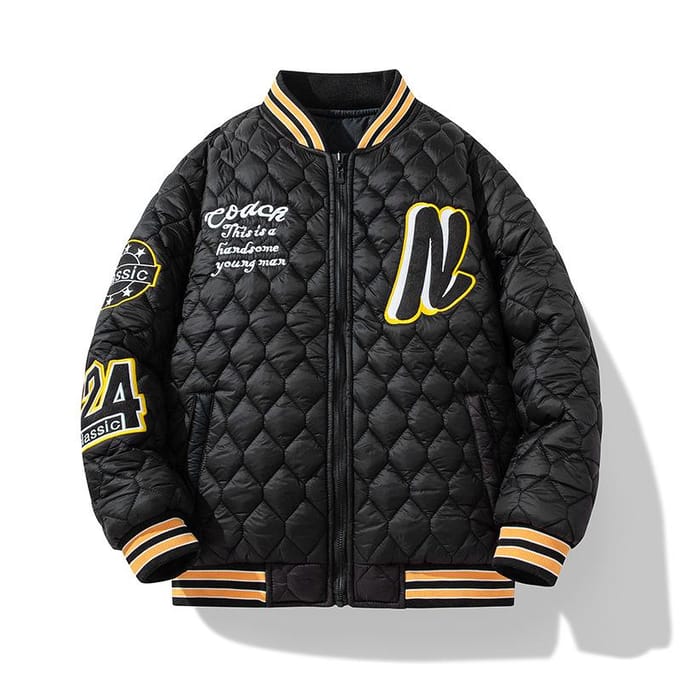Nouvel Hiver Homme Décontracté Ample et Polyvalent Uniforme de Baseball Double Face Manteau Rembourré en Coton 3XL black