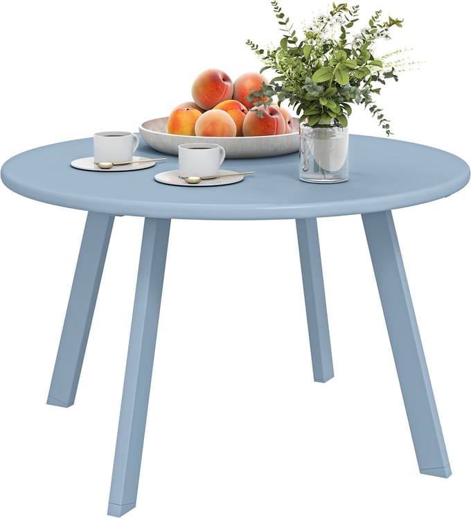 Outsunny Salontafel - Metaal - 70x70x42cm - Blauw