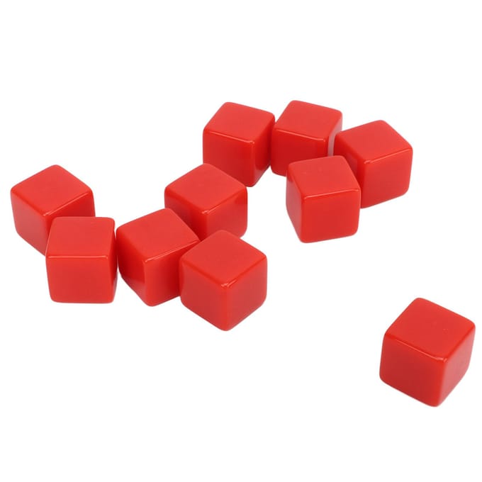 30 Stuks 16mm Dobbelsteenset Zeszijdig Blanco Dobbelstenen Beschrijfbare Kubussen Spel voor Wiskundeonderwijs Educatie Rood rood