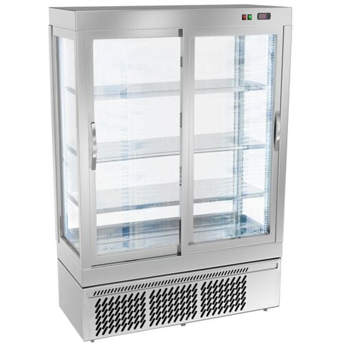 GGM Gastro Panoramavitrine - 855 Liter - 1320mm - 3 Ablagen - Silber Zilver
