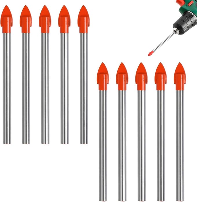 Tegelboor Set - Glasboren - Precisie Boren - Titanium Coating - 6 mm 10 Stuks - Rood