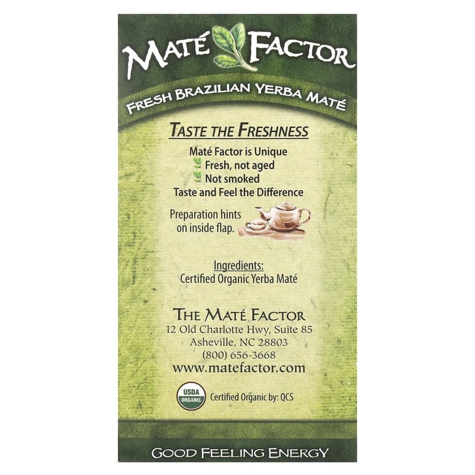 Yerba Maté Bio, Vert Frais, 24 Sachets de Thé, 84G (2.96Oz) beige