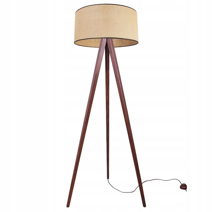 Light Home JUTA - Vloerlamp Staande Lamp - Houten Statief - Stoffen Kap Ø45 cm