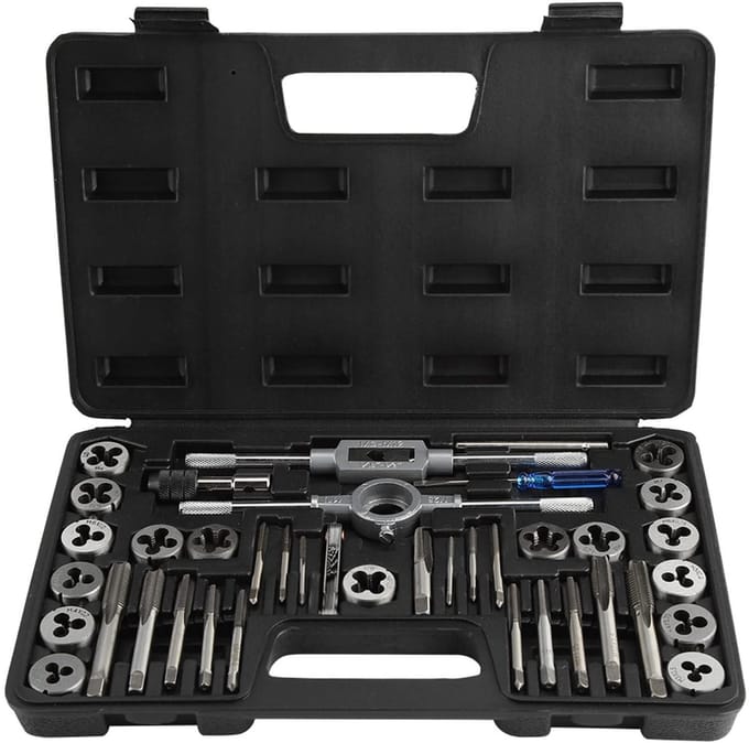Dailygoody - Tap en Die Set 40-delig M3-M12 - Complete Rethreading Tool Kit met Opbergdoos