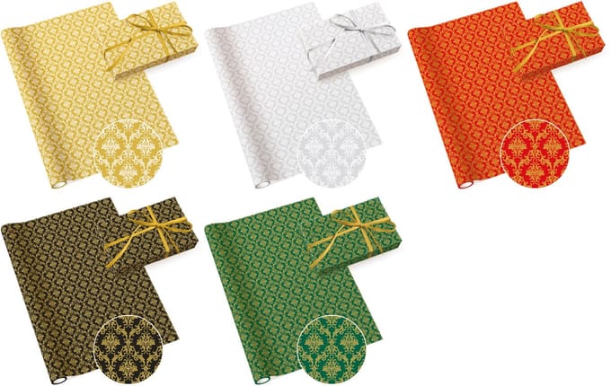 PAW decor Cadeaupapier 70 cm - Damast - Kerst - 5 stuks