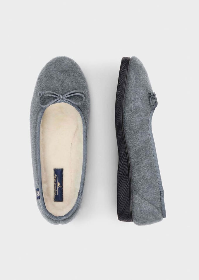 Pantoffels met scheerwol - grijs - Gr. 41 van Goldner Fashion