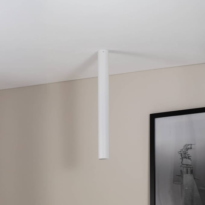 EMIBIG LIGHTING Plafondspot Tecno 1XL, staal, GU10, hoogte 60 cm, wit