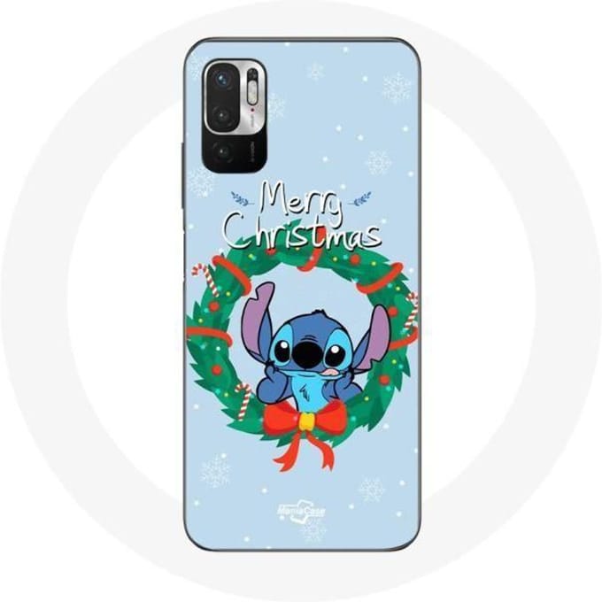 Coque pour Xiaomi Redmi Note 10 5G Stitch neige joyeux Noël bleu