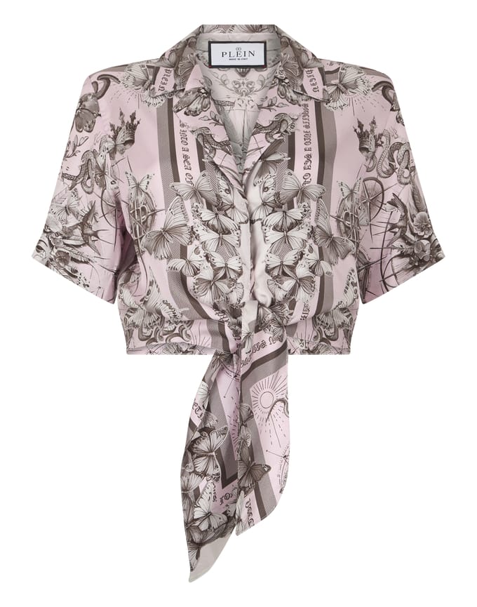 Cropped Bow Shirt Butterfly Tattoo