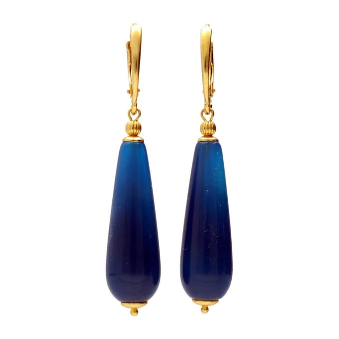 Bela Donaco - Oorbellen Blue Jeans B10 – Jade – 24K verguld Sterling Zilver