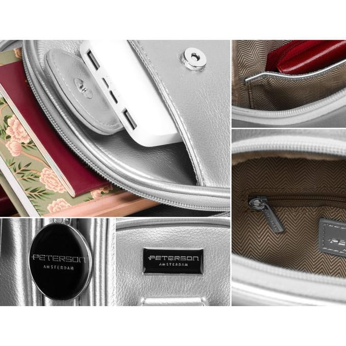 Peterson - Modieuze Zilveren Damestas - Ecoleer - Crossbody - Verstelbare Band