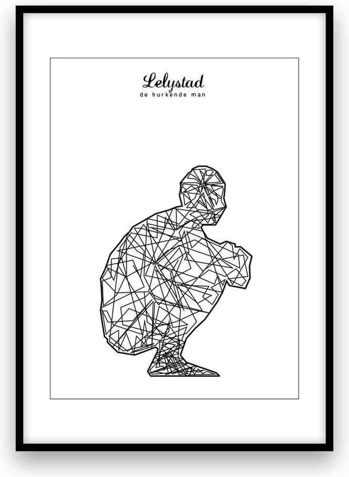 Lelystad stadposter - Zwart-wit