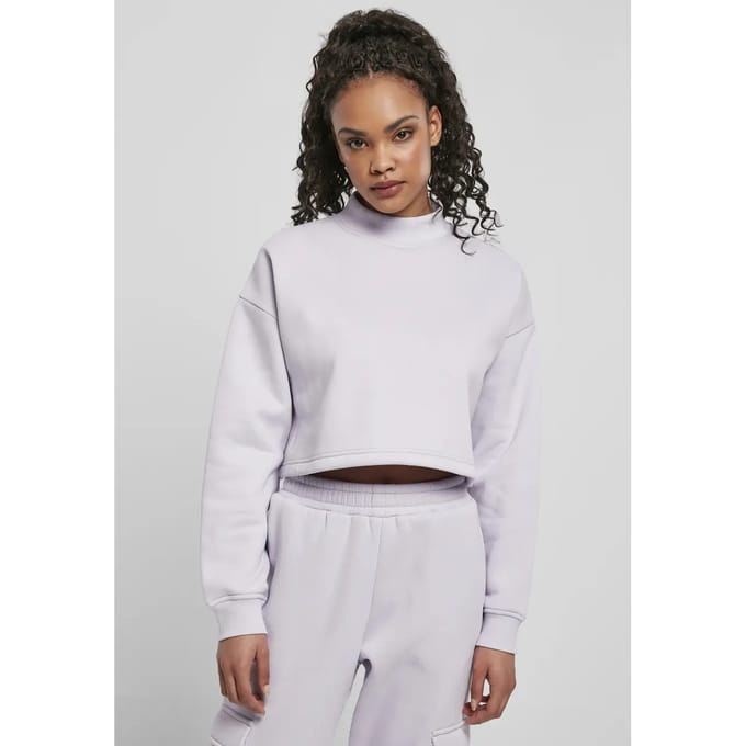 Dames sweatshirt Urban Classics cropped oversized high neck crew-grandes tailles