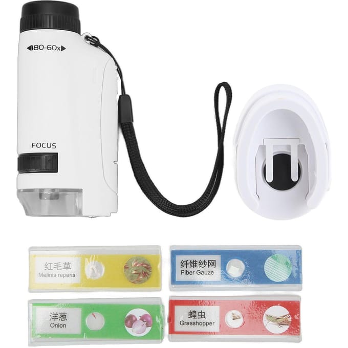 2211 Kleine Handheld Ronde Handgreep Microscoop 60X tot 120X Mini Zakmicroscoop met LED-licht