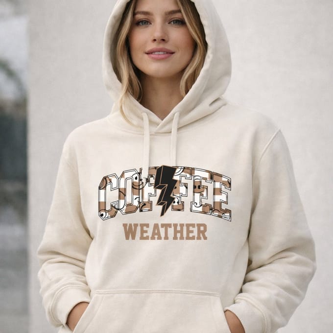 Dames hoodie smiley coffee weather-Maat M