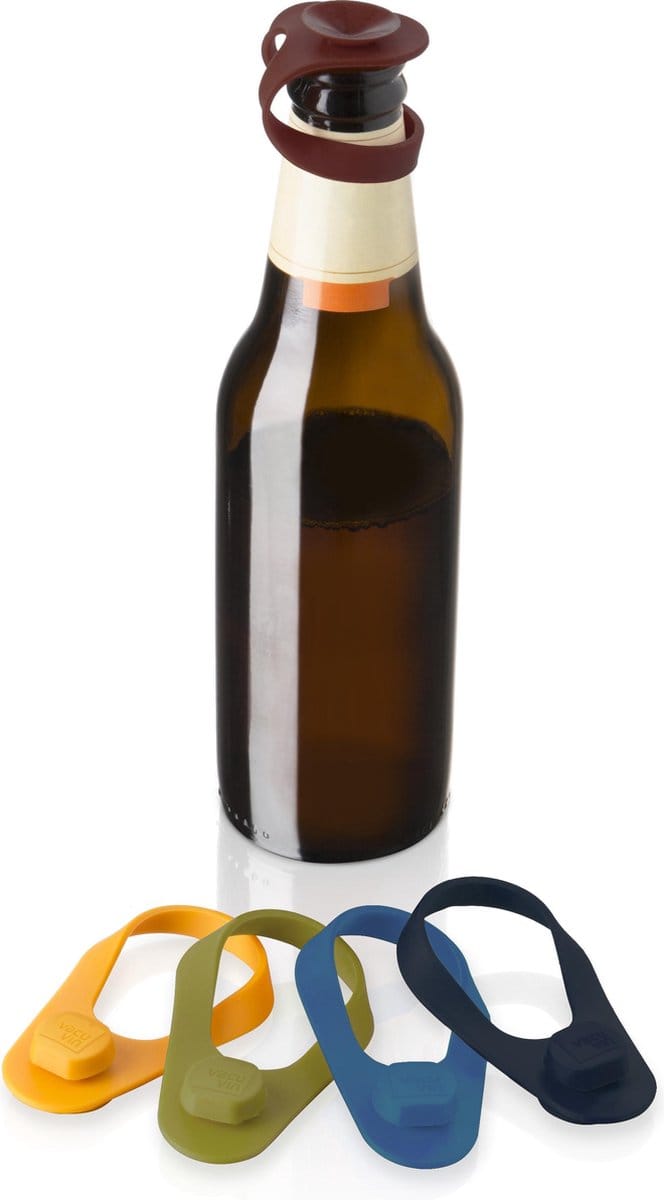 Vacu Vin Flesmarker en stopper - Siliconen - set van 6