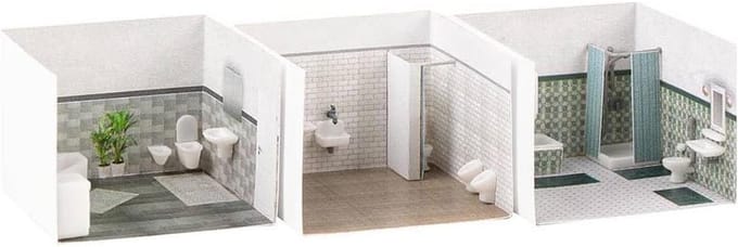 H0 badkamerinrichtingen kunststof bouwpakket voor modelbouw