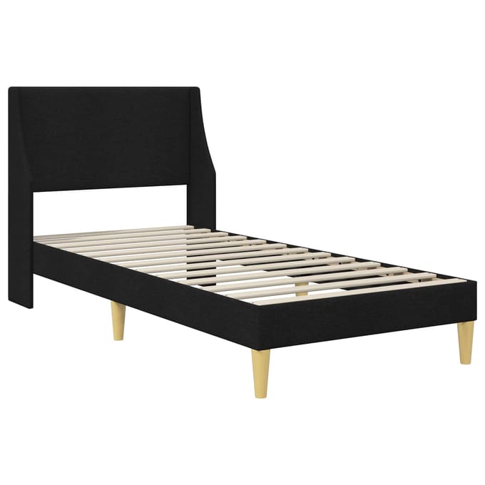vidaXL - Bedframe - Effen - met - hoofdeinde - Zwart - 90 - x - 200 - cm - Stof