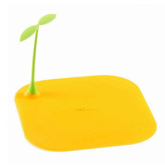 Tapis de Sol pour Bonde d'Évacuation Design Mignon Pousse de Soja Anti-Odeurs Antidérapant Couvercle de Bonde en Silicone pour Cuisine yellow