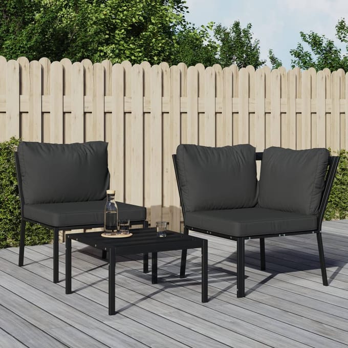 vidaXL - Tuinstoel - met - grijze - kussens - 76x76x79 - cm - staal