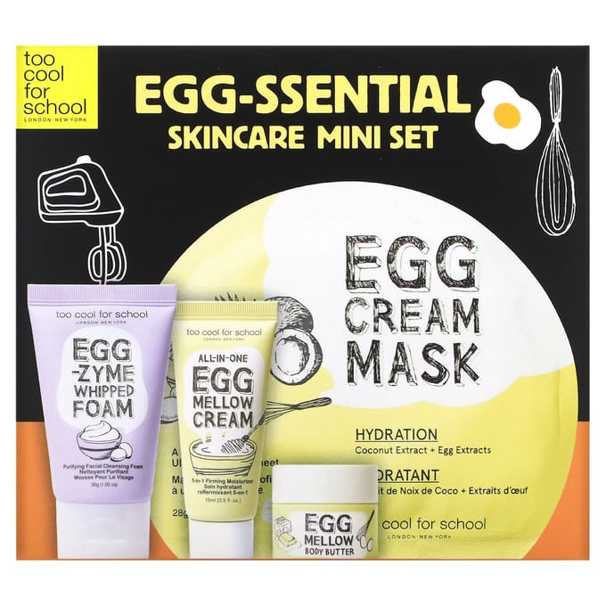 Te Cool voor School, Egg-Sential Huidverzorging Mini Set, Set van 4 Stuks beige