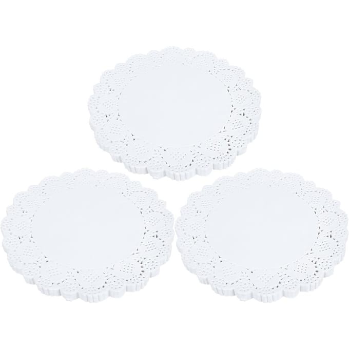 420 Pièces Napperons en Papier Découpés Ronds Papier Décoratif Napperons pour Décoration de Table à Gâteaux Desserts white