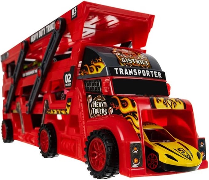 Speelgoed Truck met 6 wagens - Autotransportvoertuig