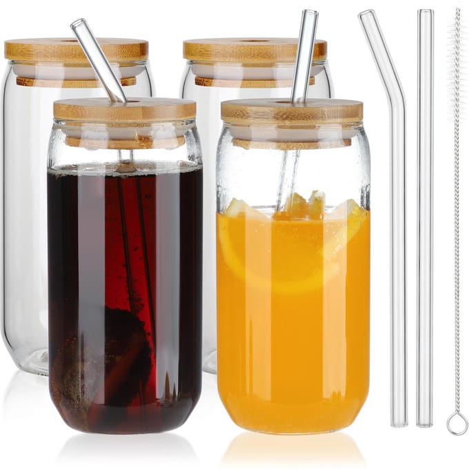 16 oz Mason Jar Set met wijde opening black