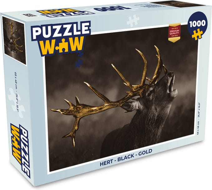 Puzzel Hert - Black - Gold - Legpuzzel - Puzzel 1000 stukjes volwassenen
