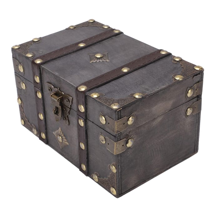 Coffre au trésor en bois de style vintage avec serrure à code et bascule en alliage, bois durable, large application, vintage black