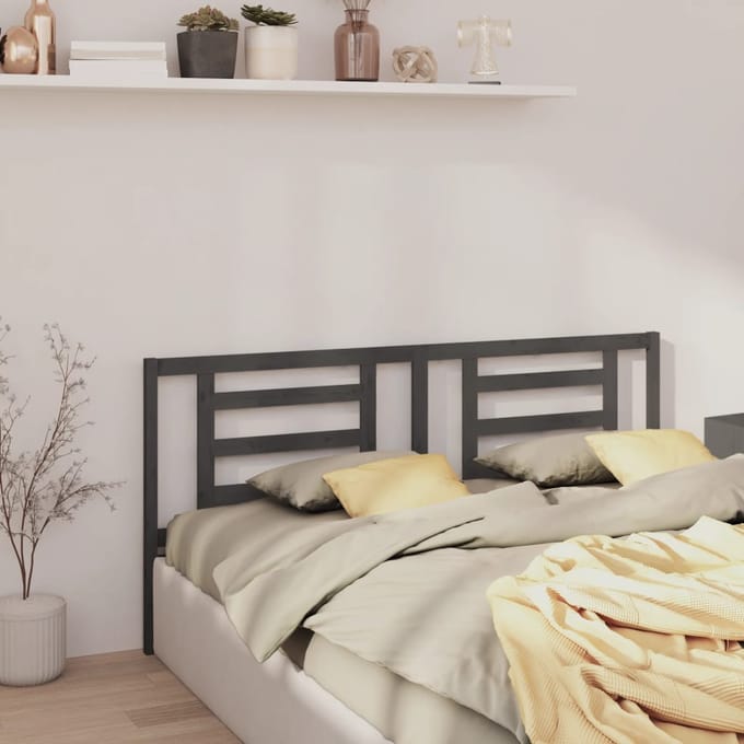 vidaXL - Hoofdbord - 186x4x100 - cm - massief - grenenhout - grijs