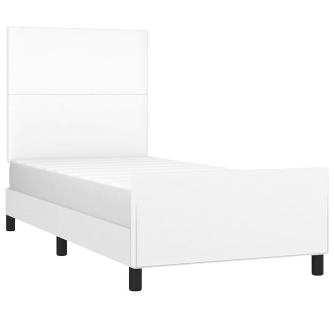 vidaXL - Bedframe - met - hoofdbord - kunstleer - wit - 90x190 - cm
