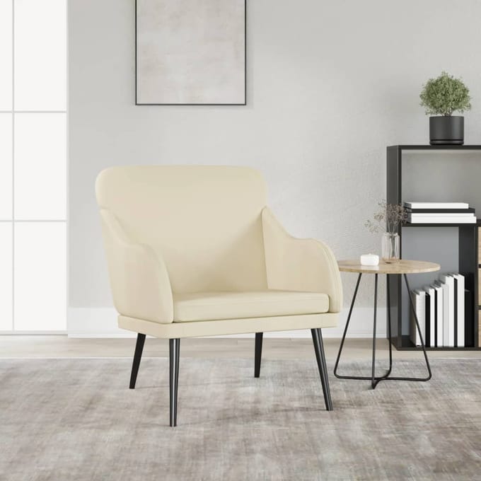vidaXL - Fauteuil - 63x76x80 - cm - kunstleer - crèmekleurig