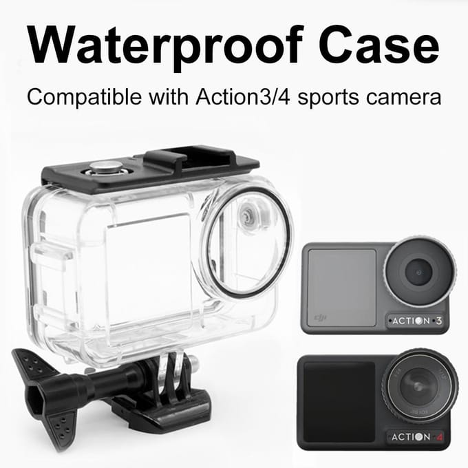 Boîtier étanche pour caméra d'action pour DJI Osmo Action 34, IP68, étanche, haute Transmission de lumière, PC 0 noir