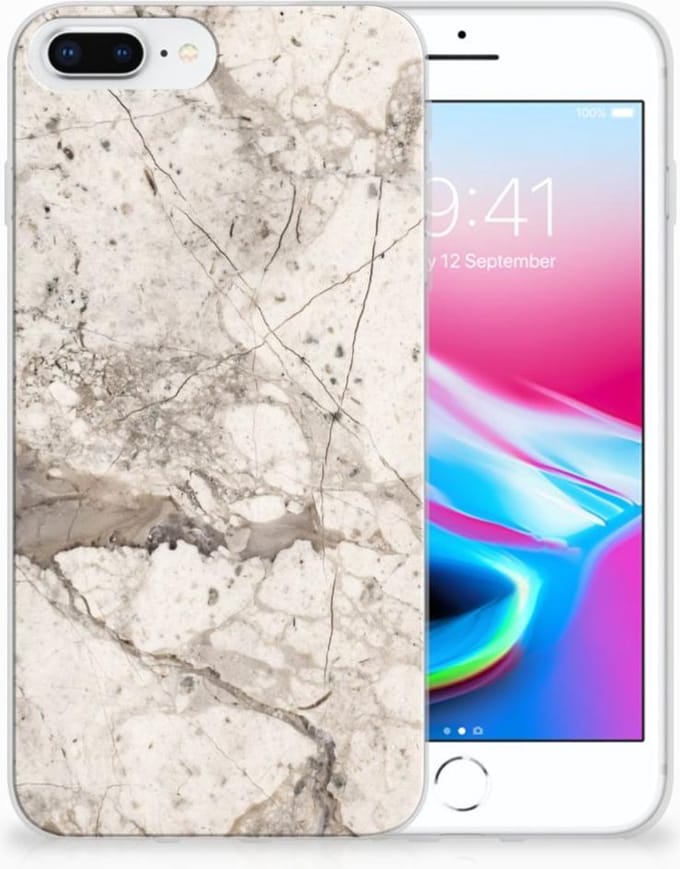 Apple iPhone 7 Plus | 8 Plus TPU Siliconen Hoesje Marmer Beige