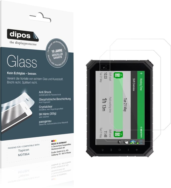 dipos – 2x Pantserfolie geschikt voor Topicon MDT864 | 9H Screenprotector
