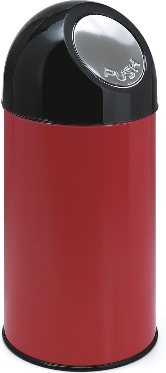 V-part - Afvalbak met pushdeksel 40 ltr - Steel Plastic - rood, zwart