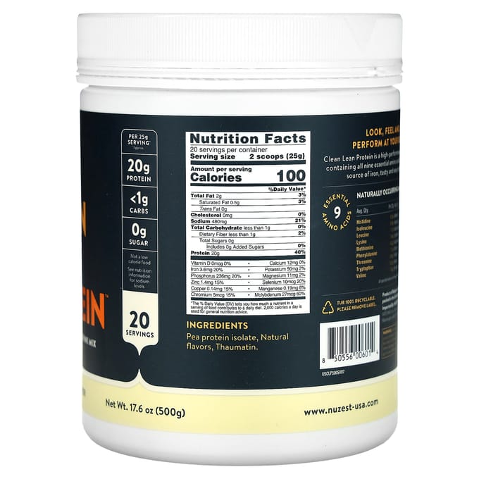 Nuzest, Clean Lean Protein, Smooth Vanilla, 17.6 oz (500 gr)