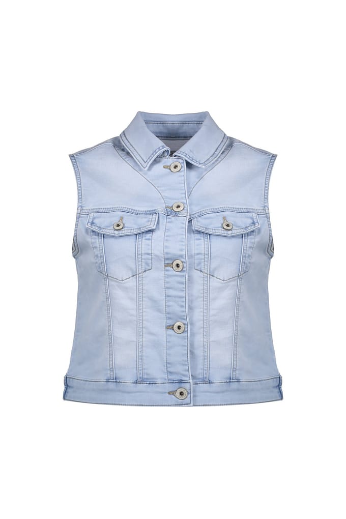 Geisha Jeans Jacket Sleeveless Bleached Denim Taglia: M | Gilet Outlet | Donna | Blu