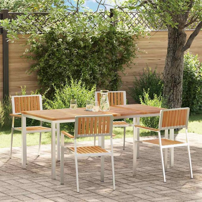 vidaXL Buiten Eettafel Set 5 pcs Bruin Massief Teakhout