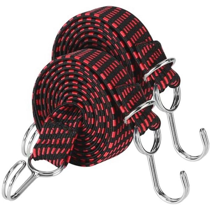 Verstelbare Bagagespanner 2 m - Extra Sterke Spanrubbers met Haken voor Fiets en Motor