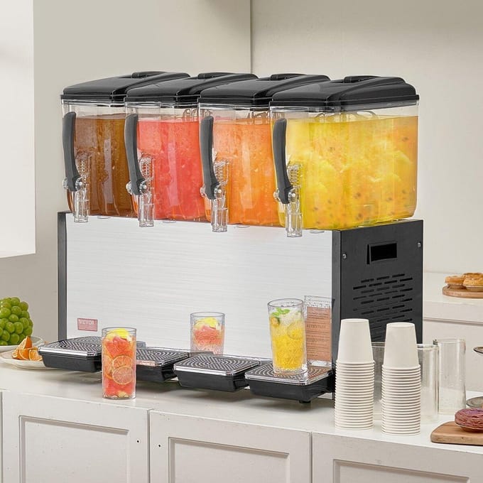 Commerciële Drankdispenser 12L x 4 Bakken Koude Sapijsdrank Dispenser