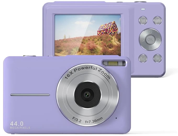 Hutjemutje - digitale camera - camera - 1080P - 44mp - HD compact camera - met 2.4 ''LCD - 16x digitale zoomcamera - paars