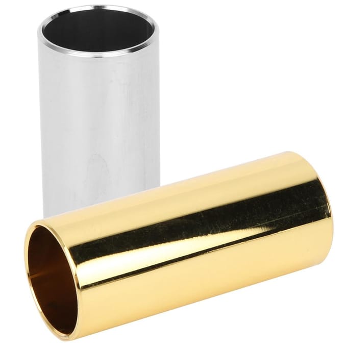 2 Pièces Acier Inoxydable Barre Slide Guitare Basse Accessoire de Remplacement Argenté Doré 6cm beige