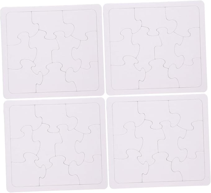 Lege Puzzels - DIY Knutselen - Creatief Tekenen - 4 Vellen Pakket - 18.7 x 16.7 cm - Wit