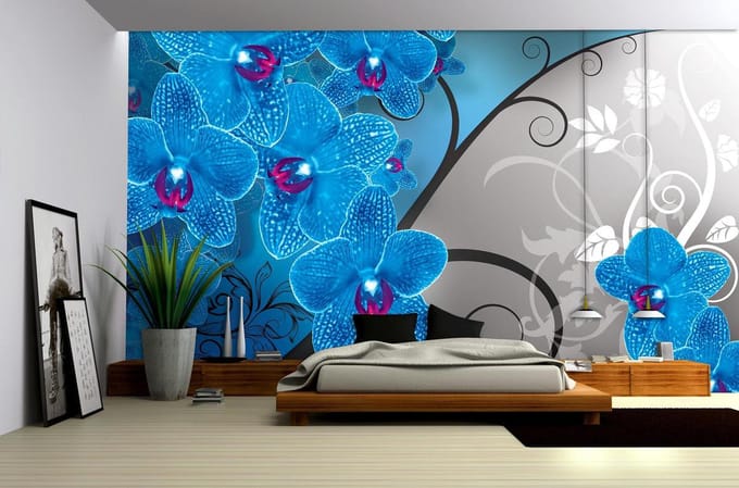 Flowers Floral Orchids Pattern Photo Wallcovering