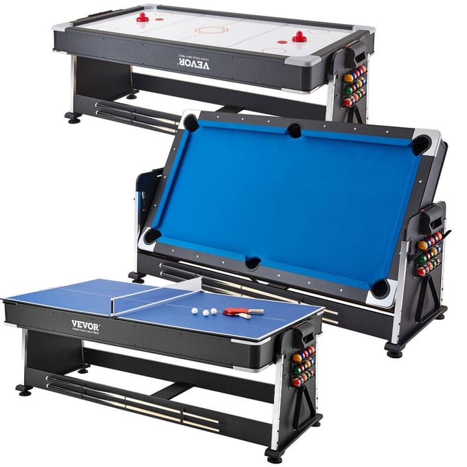 3-in-1 Roterende Draaibare Multi Speltafel Air Hockey Biljart Tafeltennis