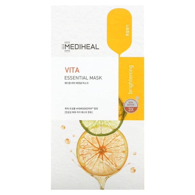 MEDIHEAL, Vita, Essential Beauty Mask, 4 sheets, 24ml (0.81fl oz) each white