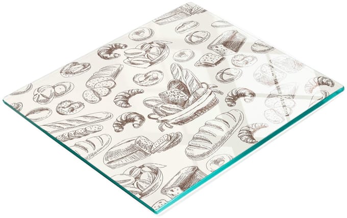 Multifunctionele decoratieve broodplank van gehard glas voor in de keuken, 60x52 cm