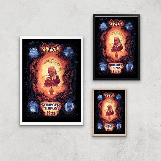 Stranger Things x Alex Hovey Vecna Illustration Giclee Art Print - A3 - Wooden Frame